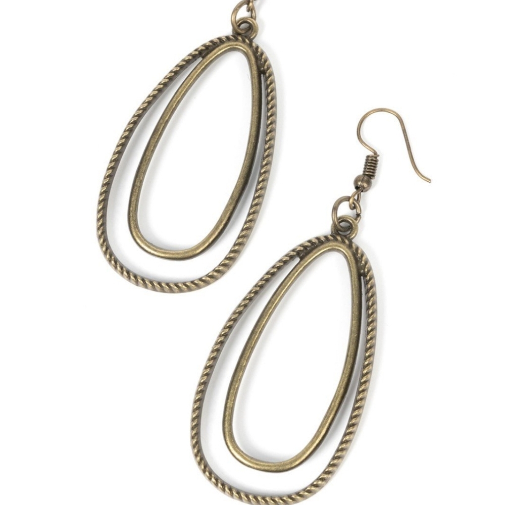 Brass Teardrop Hoop Earrings. Lend Me Your Lasso - Fashion Jewelry